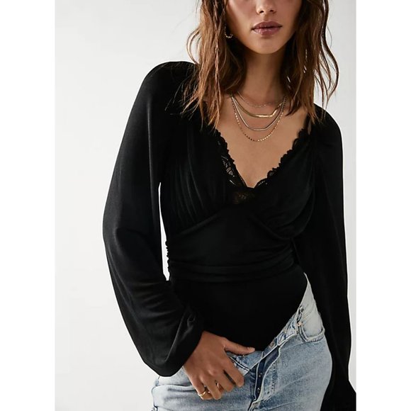 Free People Black Long Sleeve Bodysuit - Picture 6 of 9